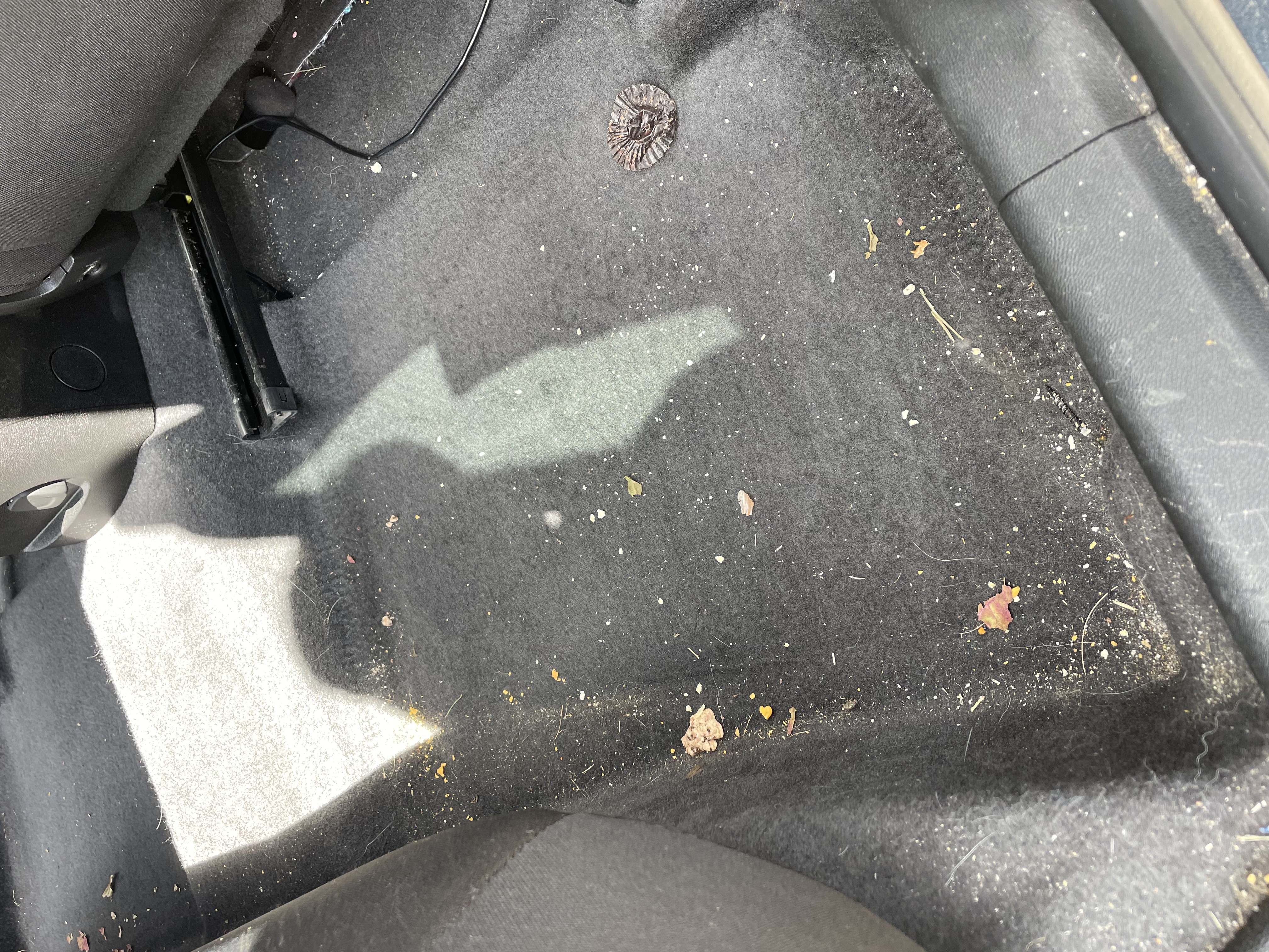 Floor mats & carpet debris before detailing by Miller Detail Co.